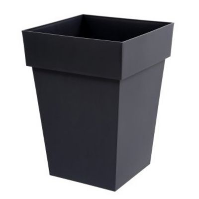Pot carré polypropylène Eda Toscane gris foncé 39 x 39 x h. 65 cm