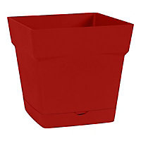 Pot carré polypropylène Eda Toscane rouge rubis 17,4 x 17,4 x h.17 cm