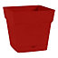 Pot carré polypropylène Eda Toscane rouge rubis 17,4 x 17,4 x h.17 cm
