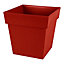 Pot carré polypropylène Eda Toscane rouge rubis 39 x 39 x h.39 cm