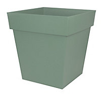 Pot carré polypropylène EDA Toscane vert laurier 49,5 x 49,5 x h.52,5 cm