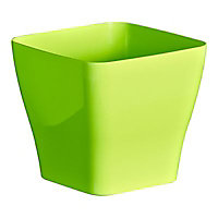 Pot carré polypropylène Euro3Plast Quadria vert pastel 14 x 14 x h.12,5 cm