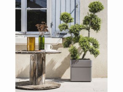 Pot de fleur carré Carel taupe 39 x 39 x 39 cm - Eda