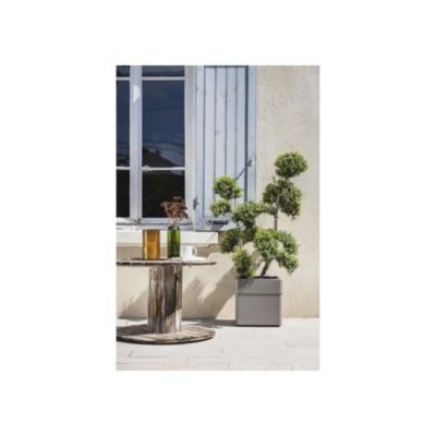 Pot de fleur carré Carel taupe 39 x 39 x 39 cm - Eda