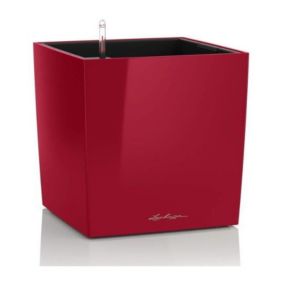 Pot de fleur LECHUZA Cube Premium 40 - kit complet, rouge scarlet brillant