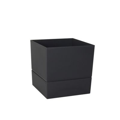 Pot de fleurs à réserve d'eau EDA Plastiques coloris gris anthracite en polypropylène (PP) Ø.19,3 x H.19,3 cm contenance 4,5 L