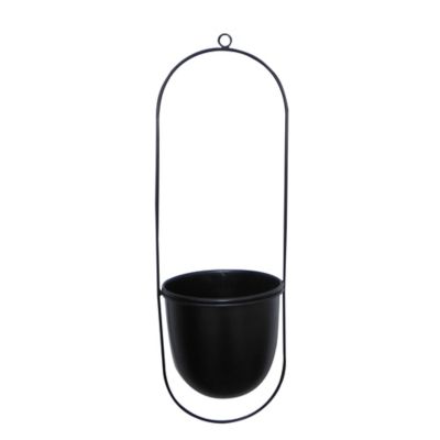 Pot de fleurs ovale en metal noir mat à suspendre GoodHome