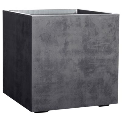 Pot de fleurs plastique gris anthracite 49 x 49 cm Deroma avec réserve d'eau