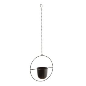 Pot de fleurs rond en metal noir mat à suspendre GoodHome