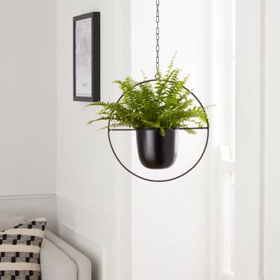 Pot de fleurs rond en metal noir mat à suspendre GoodHome