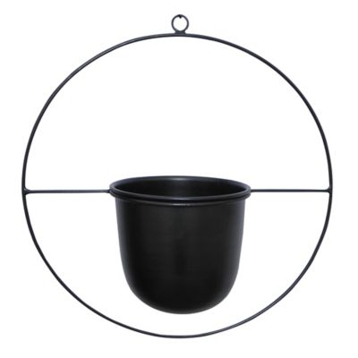 Pot de fleurs rond en metal noir mat à suspendre GoodHome