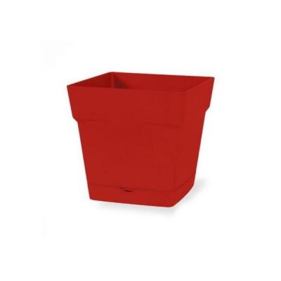 Pot de fleurs Toscane avec soucoupe clipsee 10.2 L - rouge