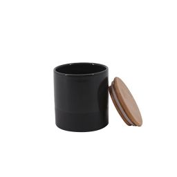 Pot en céramique anthracite avec couvercle en bambou Lucie 0,45 L