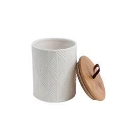Pot en céramique blanc avec couvercle en bambou Douce 0,95 L