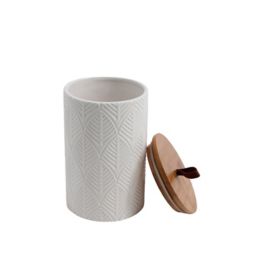 Pot en céramique blanc avec couvercle en bambou Douce 1,45 L