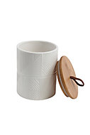 Pot en céramique blanc avec couvercle en bambou Noam 0,95 L