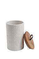 Pot en céramique blanc avec couvercle en bambou Noam 1,45 L