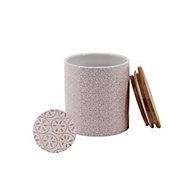 Pot en céramique motif en rose avec couvercle en bambou Johan 0,45 L