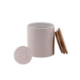 Pot en céramique motif en rose avec couvercle en bambou Johan 0,45 L