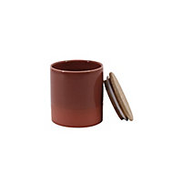 Pot en céramique terracotta avec couvercle en bambou Lucie 0,45 L