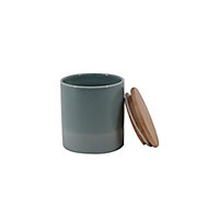 Pot en céramique vert menthe avec couvercle en bambou Lucie 0,45 L