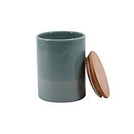 Pot en céramique vert menthe avec couvercle en bambou Lucie 0,95 L