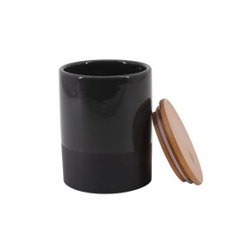Pot en céramique anthracite avec couvercle en bambou Lucie 0,95 L