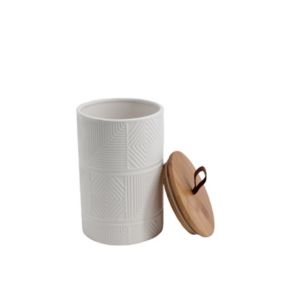 Pot en céramique blanc avec couvercle en bambou Noam 1,45 L