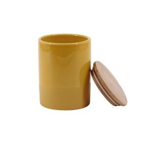 Pot en céramique jaune moutarde avec couvercle en bambou Lucie 0,95 L