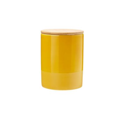 Pot en céramique jaune moutarde avec couvercle en bambou Lucie 0,95 L