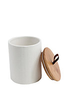 Pot en céramique Ornami blanc avec couvercle en bambou Ivain 0,95 L