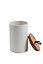 Pot en céramique Ornami blanc avec couvercle en bambou Ivain 1,45 L