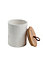 Pot en céramique Ornami blanc avec couvercle en bambou Noam 0,95 L