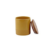 Pot en céramique Ornami jaune moutarde avec couvercle en bambou Lucie 0,45 L