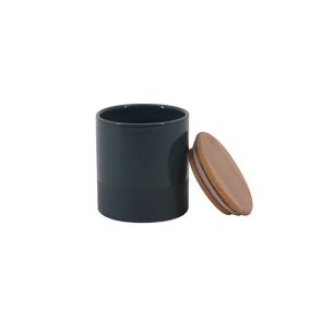 Pot en céramique vert sapin avec couvercle en bambou Lucie 0,45 L
