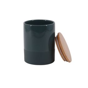 Pot en céramique vert sapin avec couvercle en bambou Lucie 0,95 L