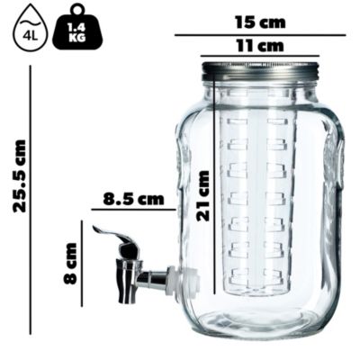 Pot en verre KADAX avec robinet 4L pour pot de jus de limonade à l'eau avec insert