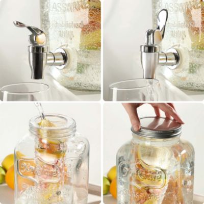 Pot en verre KADAX avec robinet 4L pour pot de jus de limonade à l'eau avec insert