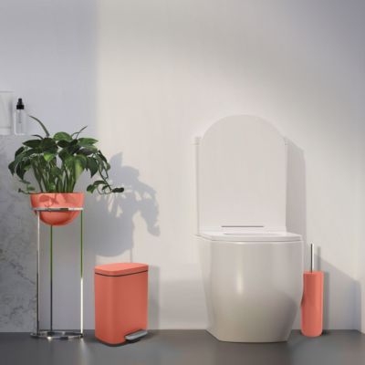 Brosse WC Avec Support INOX Acier Orange - Design Moderne Et Hygiénique