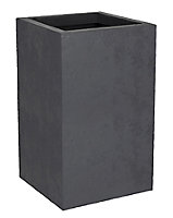 Pot haut carré polypropylène EDA Basalt Up anthracite 29,5 x 29,5 x h.49,5 cm