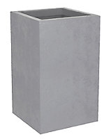 Pot haut carré polypropylène EDA Basalt Up béton 29,5 x 29,5 x h.49,5 cm