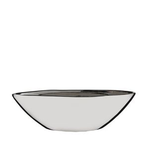 Pot oval céramique Kyra argent 40 x 12,5 x h.12 cm