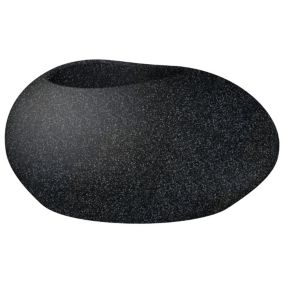 Pot ovale plastique Scheurich Flow stony noir 48 x 38 x h.23 cm