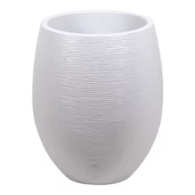 Pot ovale polypropylène Eda Egg graphit blanc cérusé 50 x 50 x h.60 cm
