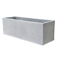 Pot rectangulaire argile Verve effet ciment gris clair 60 x 22 x h.22 cm