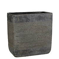Pot rectangulaire ciment Kane gris 28 x 14 x h.20 cm