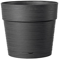 Pot rond à réserve d'eau plastique Deroma Save R anthracite ø20 x h.18 cm
