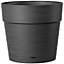 Pot rond à réserve d'eau plastique Deroma Save R anthracite ø20 x h.18 cm