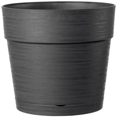 Pot rond à réserve d'eau plastique Deroma Save R anthracite ø25 x h.22,2 cm