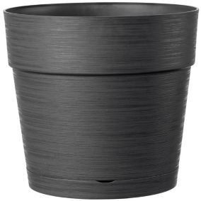 Pot rond à réserve d'eau plastique Deroma Save R anthracite ø25 x h.22,2 cm